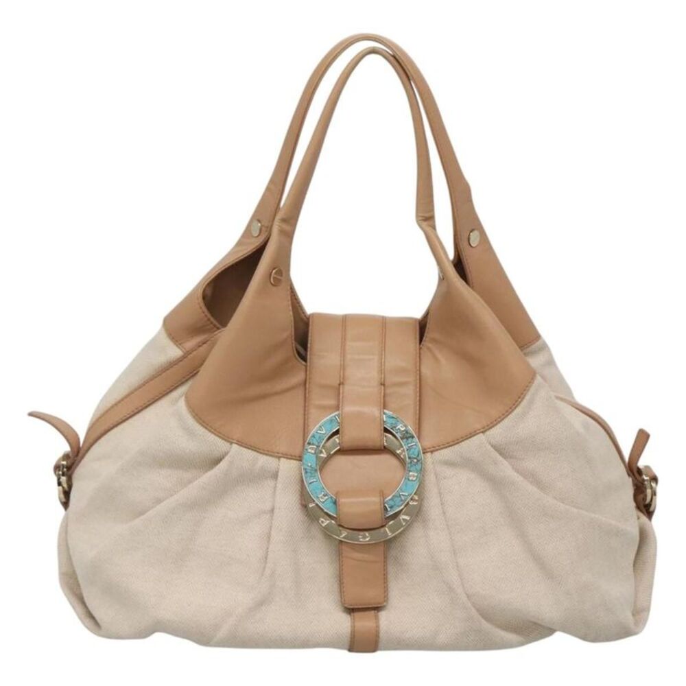 Bvlgari Chandra Hobo Canvas And Leather Beige Canvas Tote Bag Bag